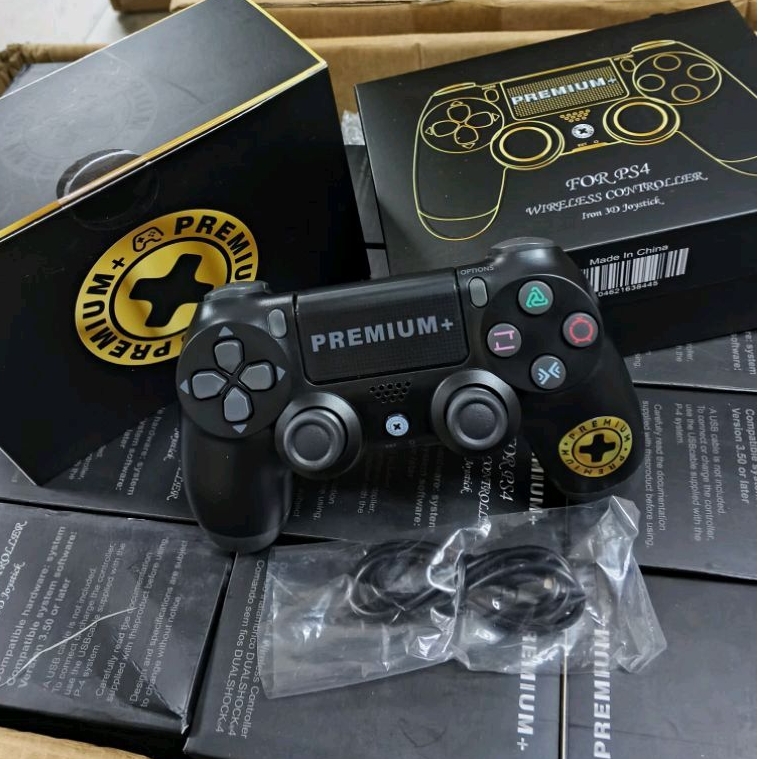 STIK PS4 OP HITAM PREMIUM PLUS (+) STICK PS4 ORI PABRIK PREMIUM PLUS WIRELESS