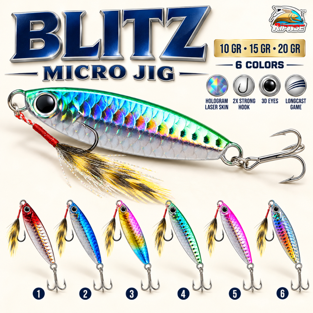 UMPAN PANCING METAL JIG RIPTIDE BLITZ MICRO JIG LONGCAST GAME 10G 15G 20G 30G RIPTIDE BLITZ MICRO JI