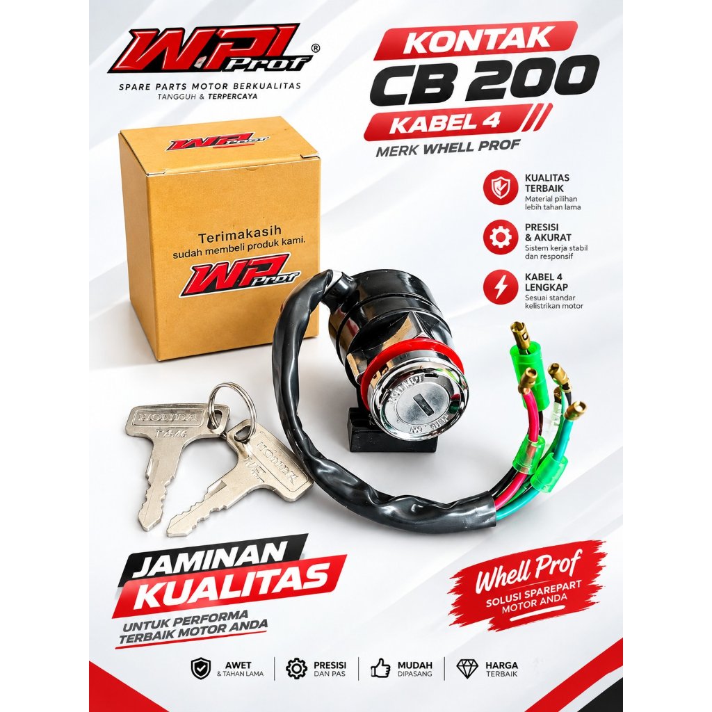 KUNCI KONTAK CB 200 WHELLPROFF KONTAK CB 100 KUNCI KONTAK CB200 KONTAK CB KUNCI KONTAK CB KABEL 4 KO