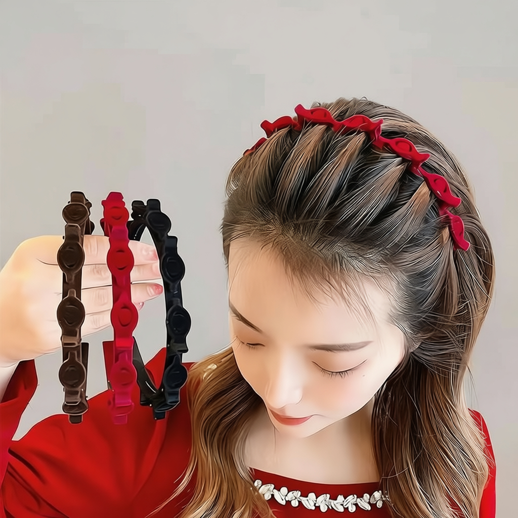 Biru Cool Bando Rambut 2in1 Jepit Beludru Premium Aksesoris Fashion Wanita Korea C180