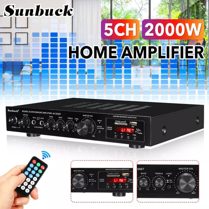 Sunbuck Audio Amplifier Bluetooth DAC Home Stereo 5 Channel - DAC Home Stereo Amplifier - AV-298BT d