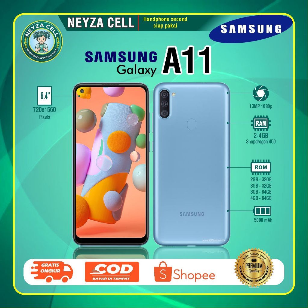 Hp Samsung Galaxy A11 Ram 3/32 Hp Second Normal Siap Pakai Garansi 1tahun Budayakan Baca deskripsi S