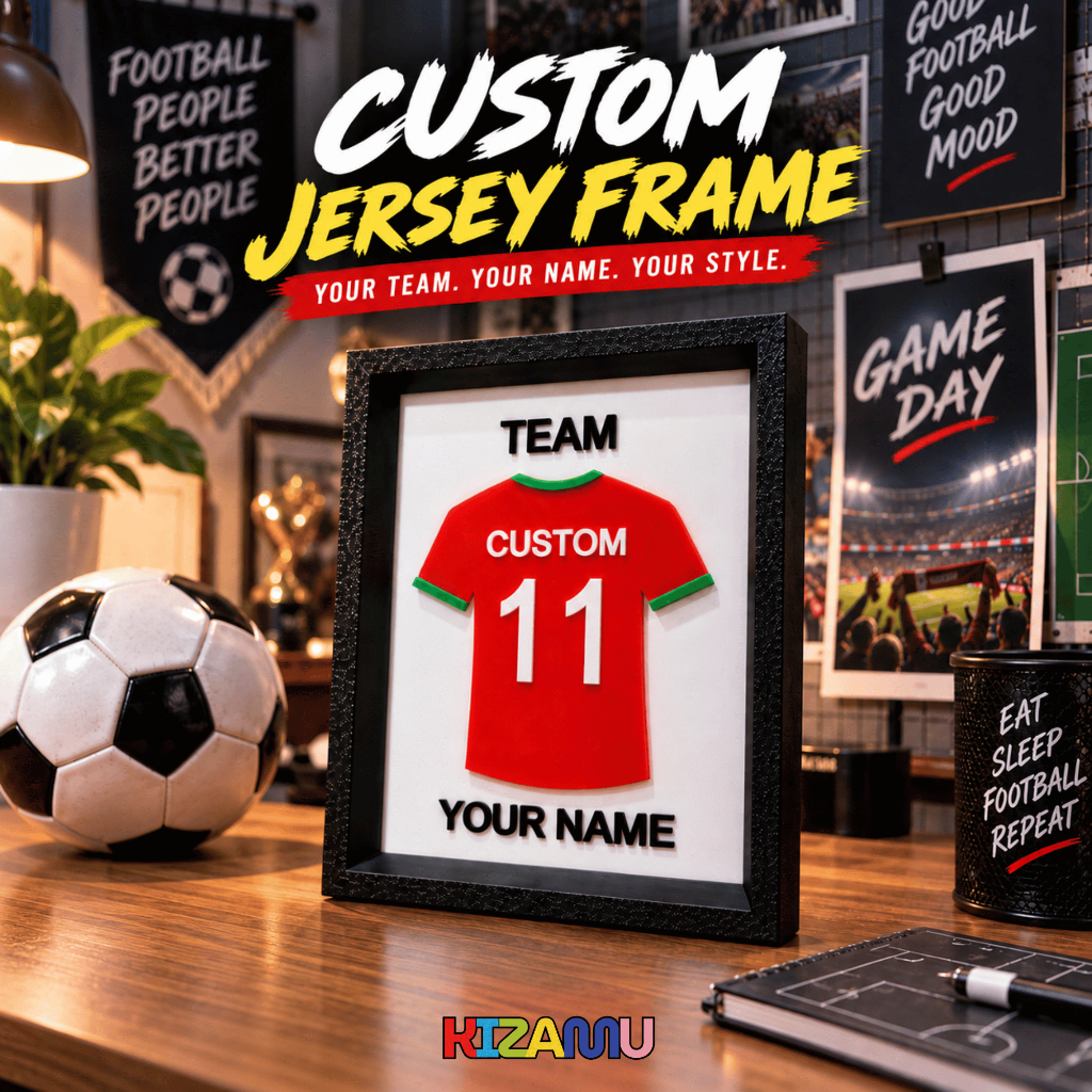 KIZAMU | CUSTOM FOOTBALL JERSEY FRAME 3D | PAJANGAN KUSTOM JERSEY SEPAKBOLA 3D