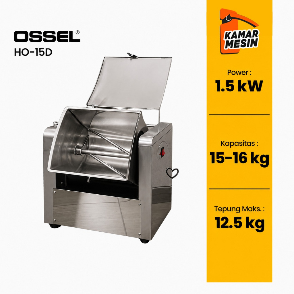 OSSEL Dough Mixer Horizontal Mixer Mie 15 Kg Model Meja Desktop HO-15D OSSEL