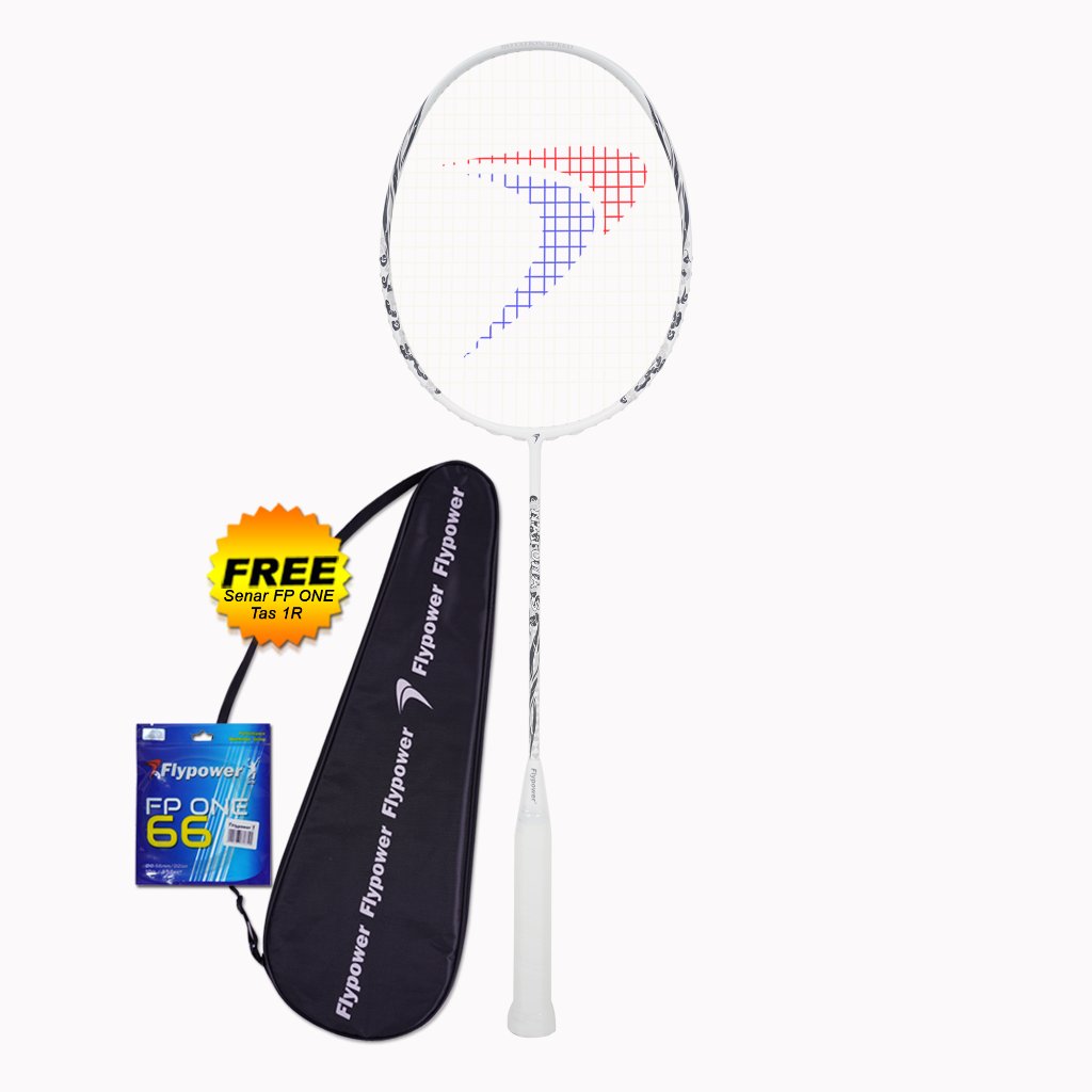Flypower Natuna 03 Raket Badminton – White | Offensive | Stiff | Max 30 lbs