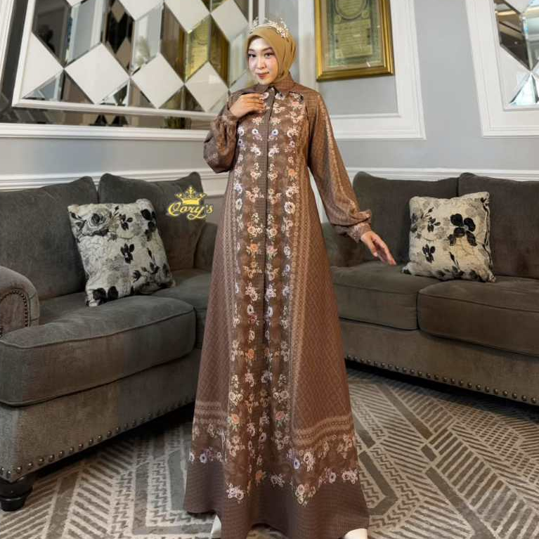 Qorys Premium (Busui Friendly)  Dress Bahan Luxera Silk Seri 6 warna