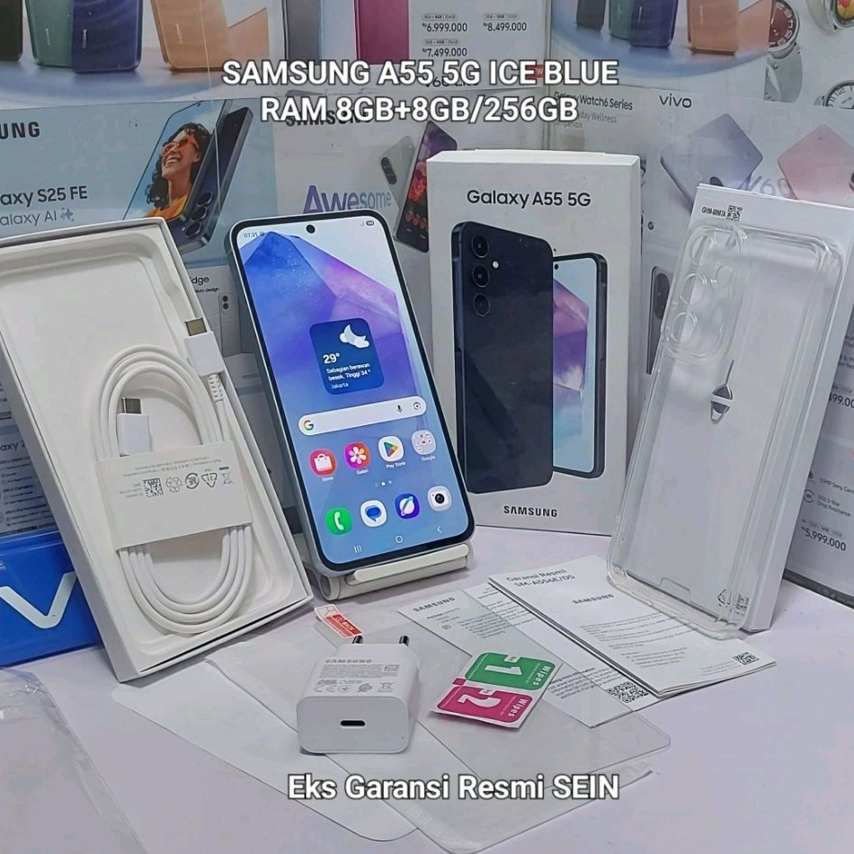 Samsung A55 5G Second Ram 12GB/8GB/256GB Fullset Mulus Like NEW Garansi Resmi SEIN