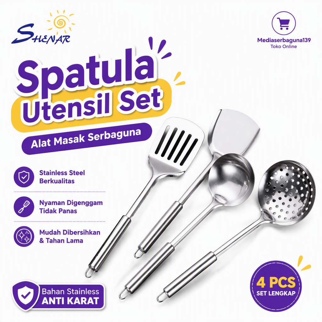 1 Set Alat Masak Alat Dapur Peralatan Masak Utensil Set Set Spatula Spatula Set Stainless 4 In 1