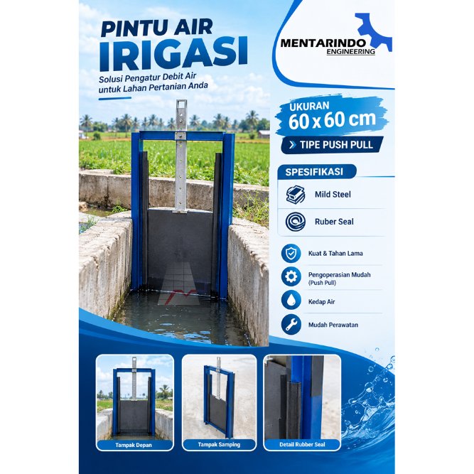 Pintu Air Irigasi Tarik (Push pull) Full Sealing 60x60 cm