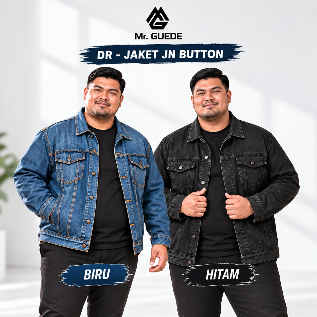Mr. Guede - Jaket Denim Pria Big Size Jumbo 4XL 6XL 8XL / Jaket Jeans Pria Gemuk Oversize Premium - 