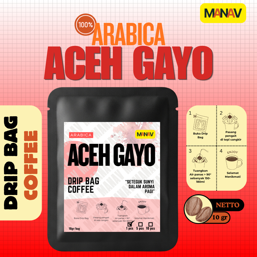 Kopi Arabika Aceh Gayo - Kopi Drip Bag Arabika Aceh Gayo / Drip Bag Coffee Arabika Aceh Gayo 10gr/ba