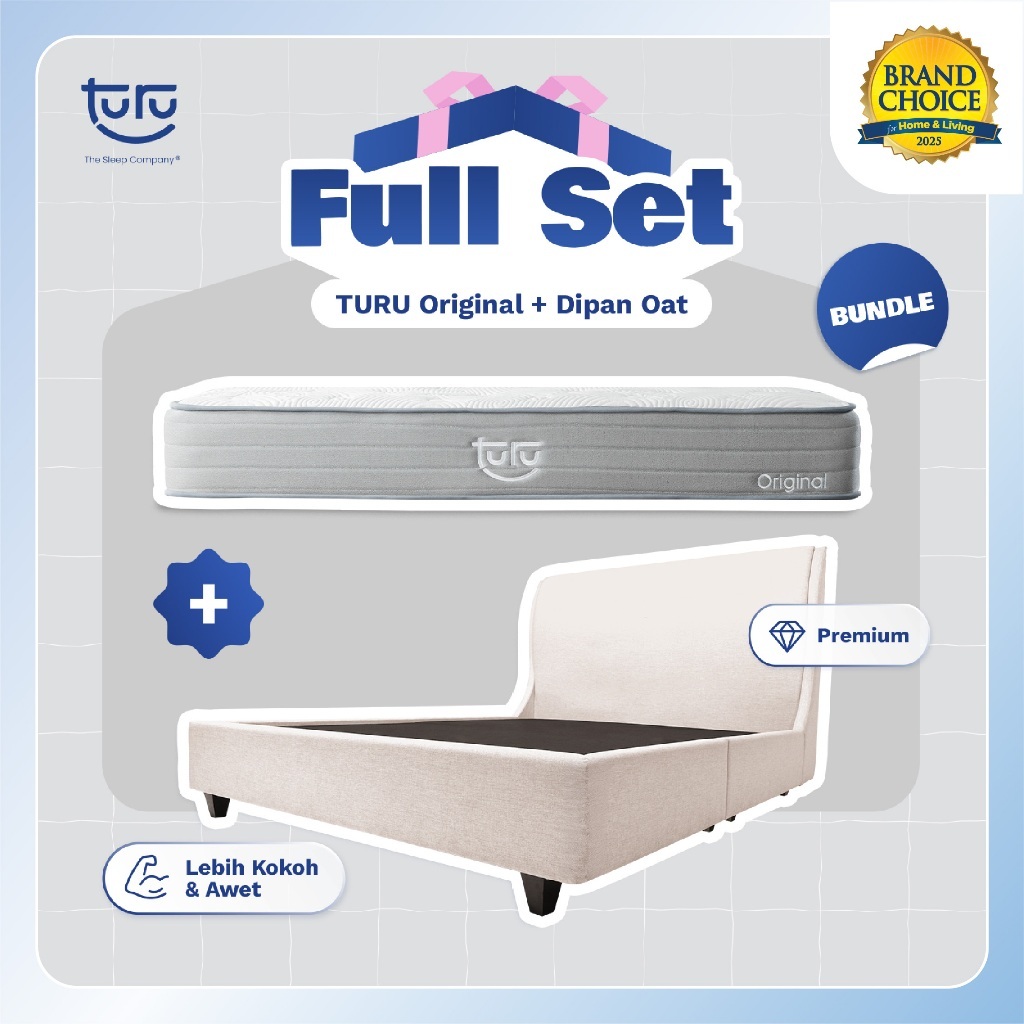 Set Bundle Pocket Spring Bed TURU ORIGINAL + Dipan PEANUT / OAT TURU - FULL SET TERMURAH TERLARIS