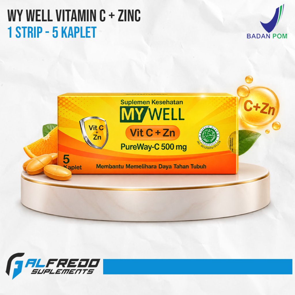 MYWELL Vitamin C 500 mG + Zn 5 Kaplet - Suplemen Kesehatan