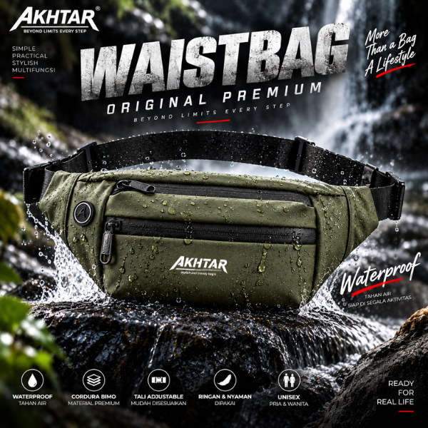 Tas Pinggang AKHTAR Waistbag Pria Wanita Premium Waterproof Cordura Bimo