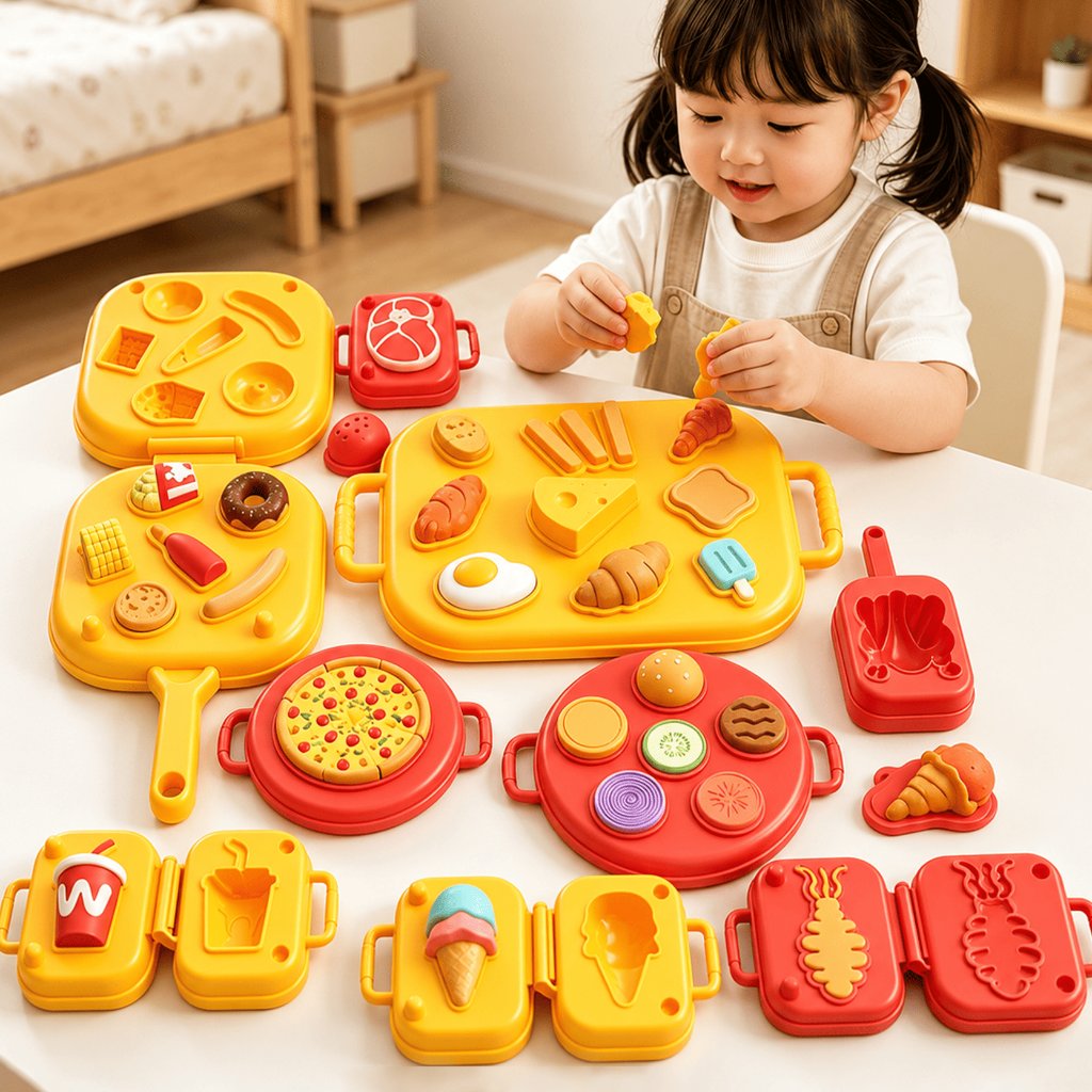 Play Doh Mainan Clay dan Cetakan Plastisin Set Lengkap DIY Burger Pizza Es Krim Mainan Edukasi