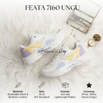[BISA COD] Feata 7160 Ungu Sepatu Sneakers Casual Wanita Original Fashion Korea Import Nyaman Ringan