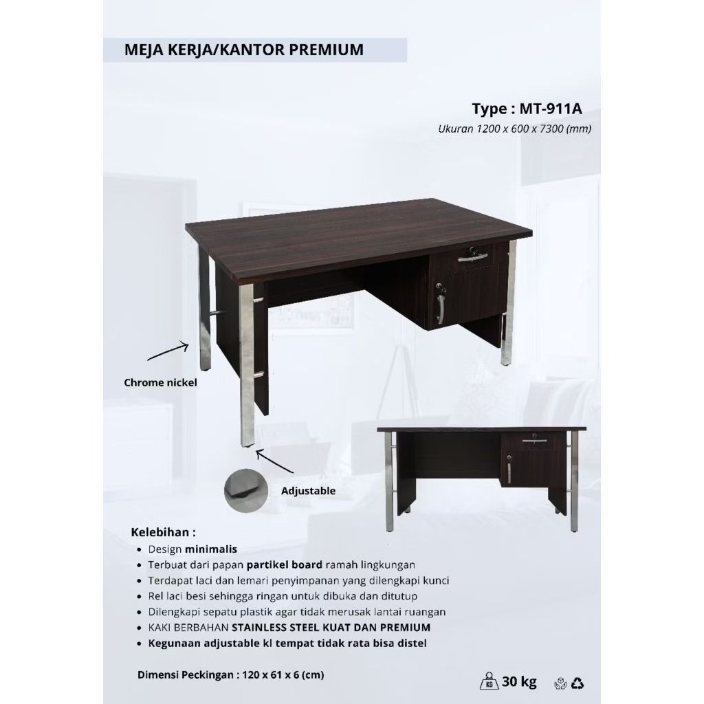 Meja Kantor 1/2 Biro & 1 Biro - Meja Kerja - Meja Belajar