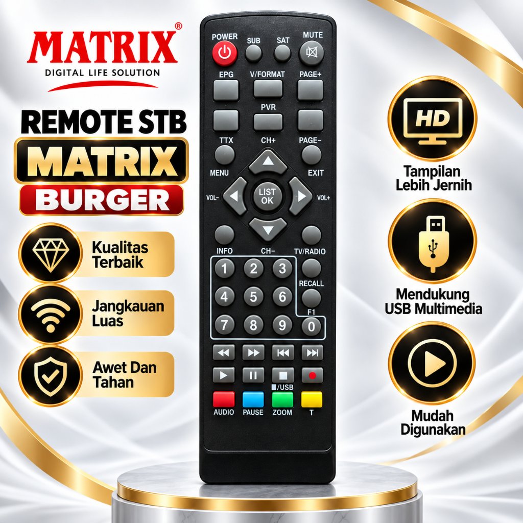Remote STB MATRIX BURGER  LQUALITY REMOTE MATRIX KUNING
