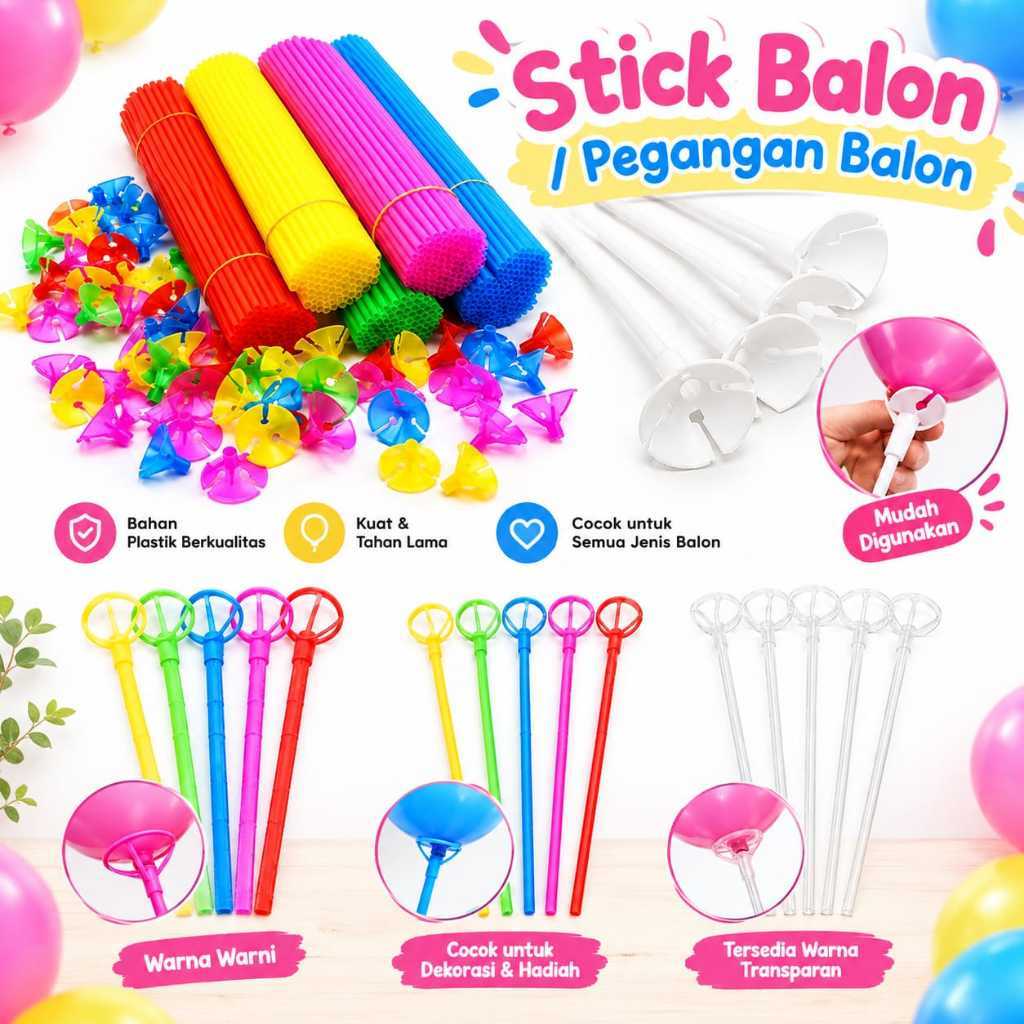 Stick Balon Besar / Stik Balon Kecil / Pegangan Balon Besar Bening