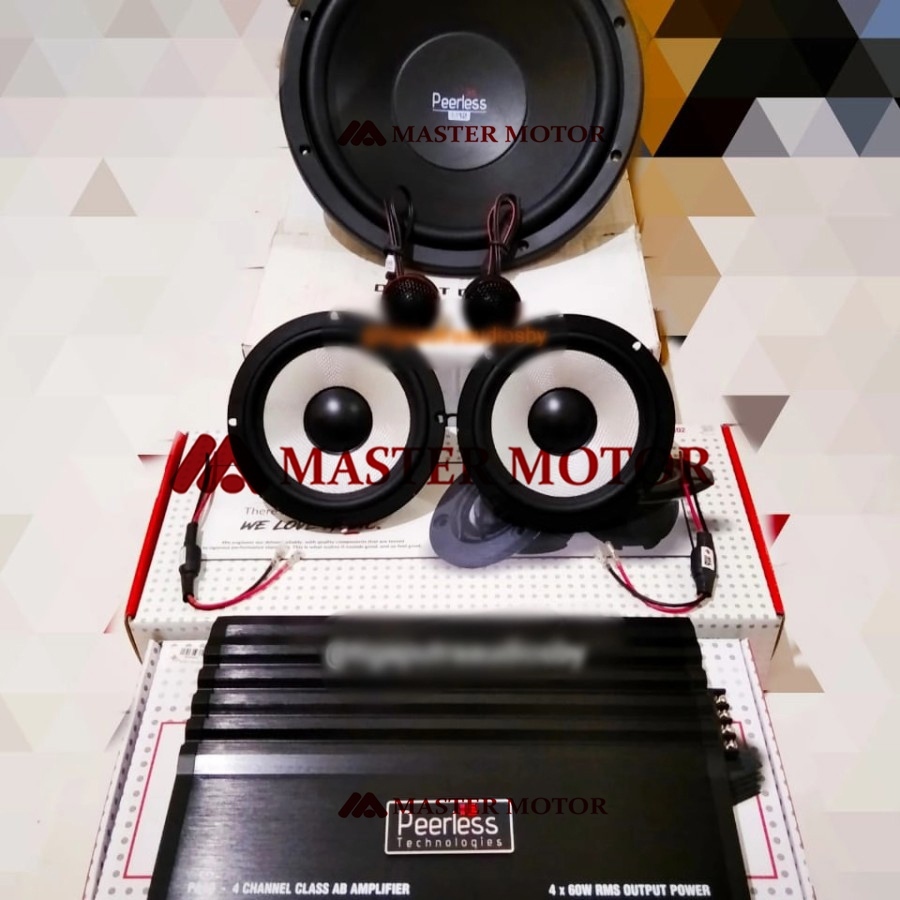 Paket 3in1 PEERLESS Speaker Split Power Amplifier PA40 4 channel Subwoofer 12 inch 12" Sub Audio