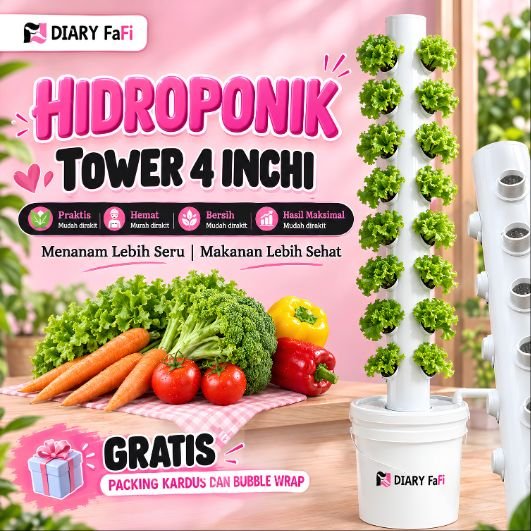 HIDROPONIK TOWER | 150 CM | 4 INCH | HIDROPONIK SET LENGKAP | HIDROPONIK SET PEMULA