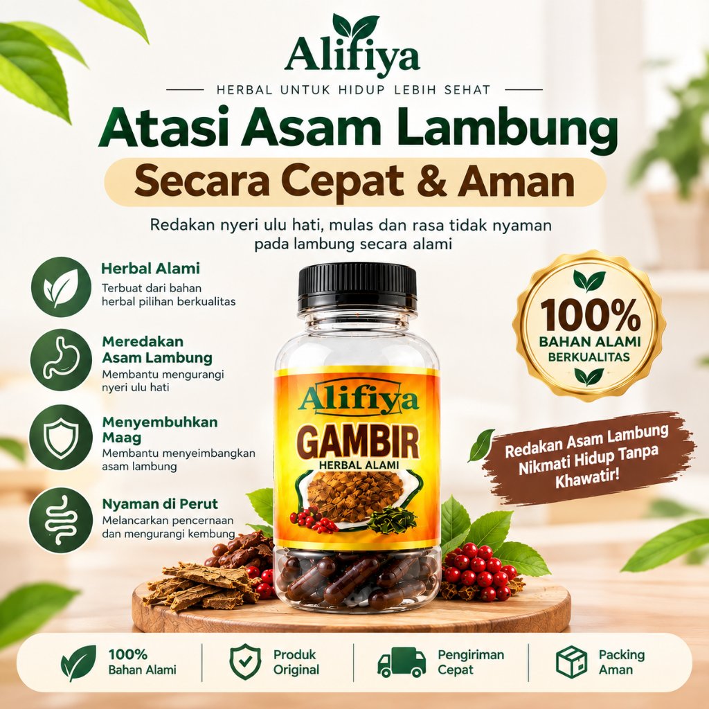 Obat Kapsul Asam Lambung Maag Gerd Wasir Bahan Gambir Herbal Alami