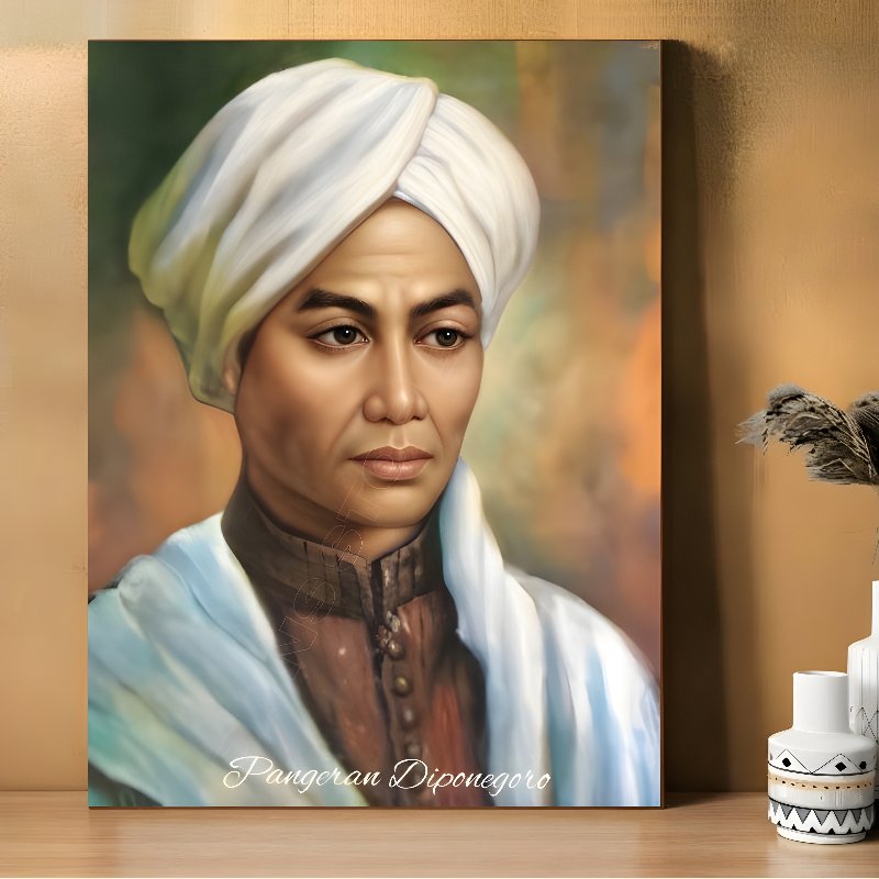 Poster Lukisan Pangeran Diponegoro Pahlawan Nasional Hiasan Dinding Papan Mdf