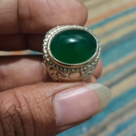 Batu Cincin Akik hijau Botol | Crysopres | Solar Lumut | Solar Kopi Natural