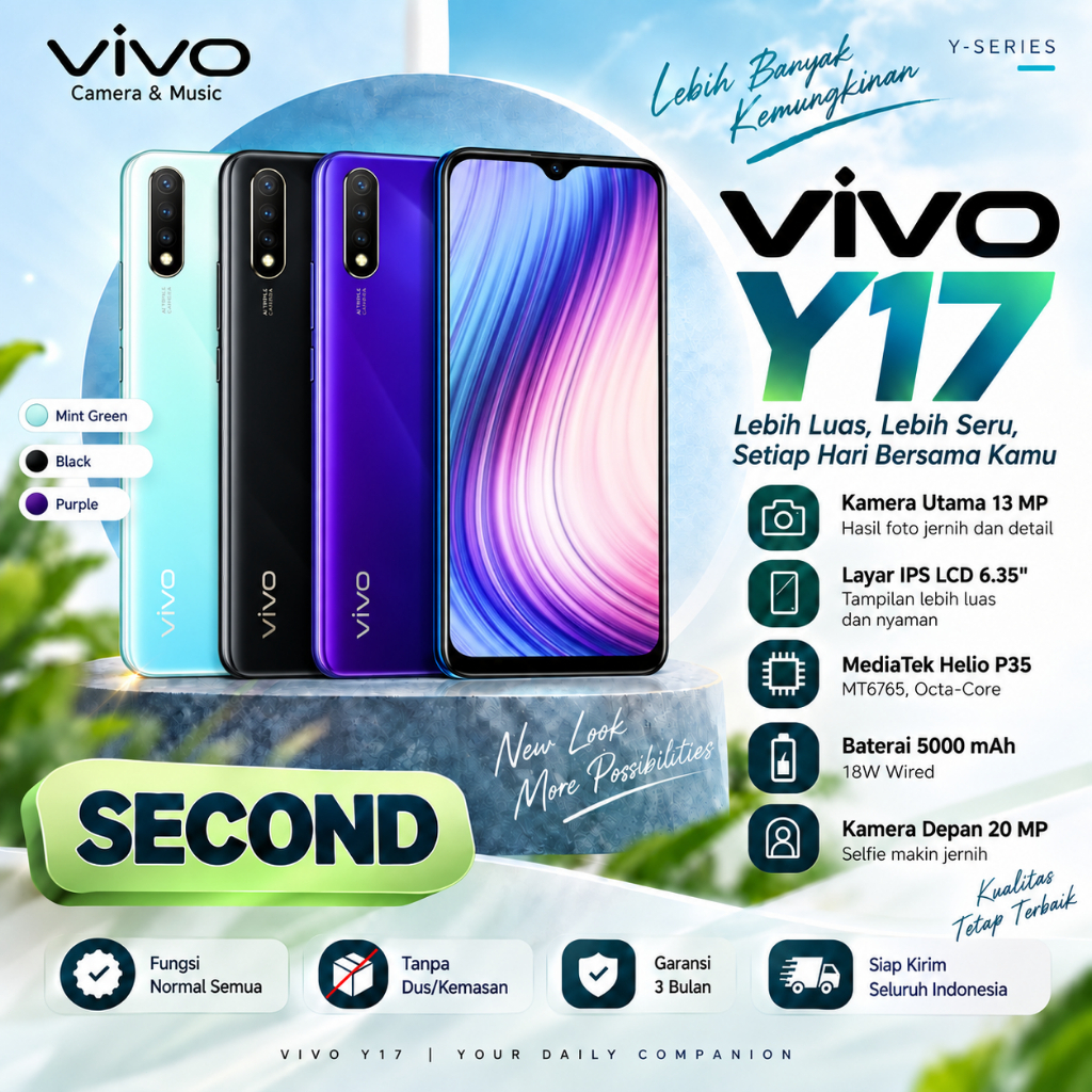 HP VIVO Y17 8/256GB Smartphone Second 99% Like New Garansi Toko
