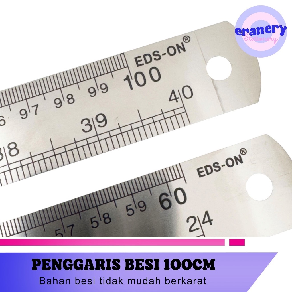 PENGGARIS BESI PANJANG 100 CM / GARISAN BESI PANJANG 1 METER