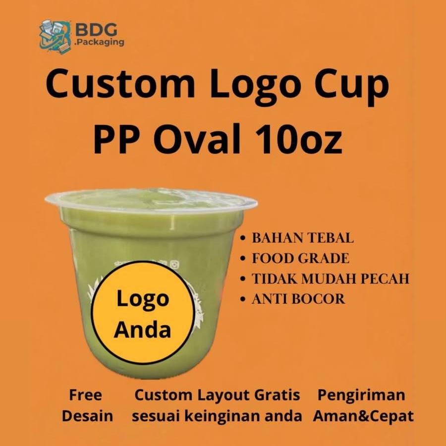 Gelas Cup PP Oval 10oz | Sablon Gelas Cup PP Oval