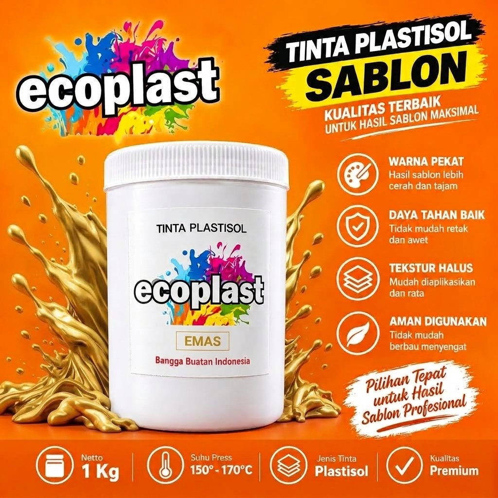 Cat Sablon ECOPLAST SHIMMER GOLD DAN SILVER TINTA Kaos Premium