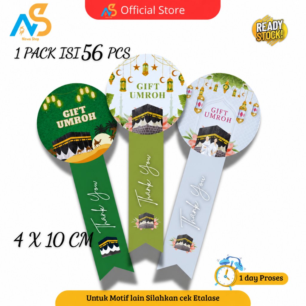 [ Isi 56 PCS ] STIKER TERIMAKASIH UMROH - STIKER TERIMAKASIH HAJI - STIKER GIFT UMROH - STIKER GIFT 