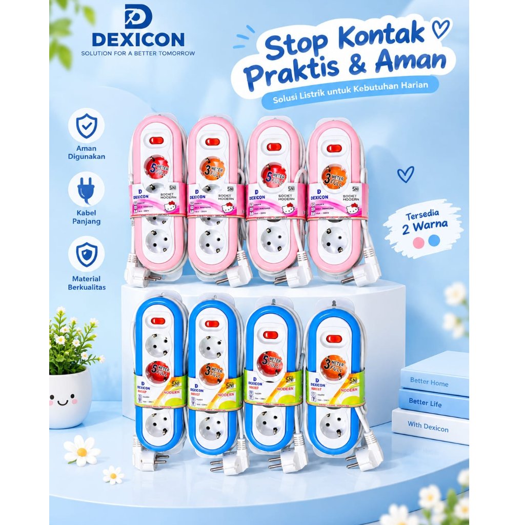 dexicon Stop Kontak 5 Lubang 3 Meter