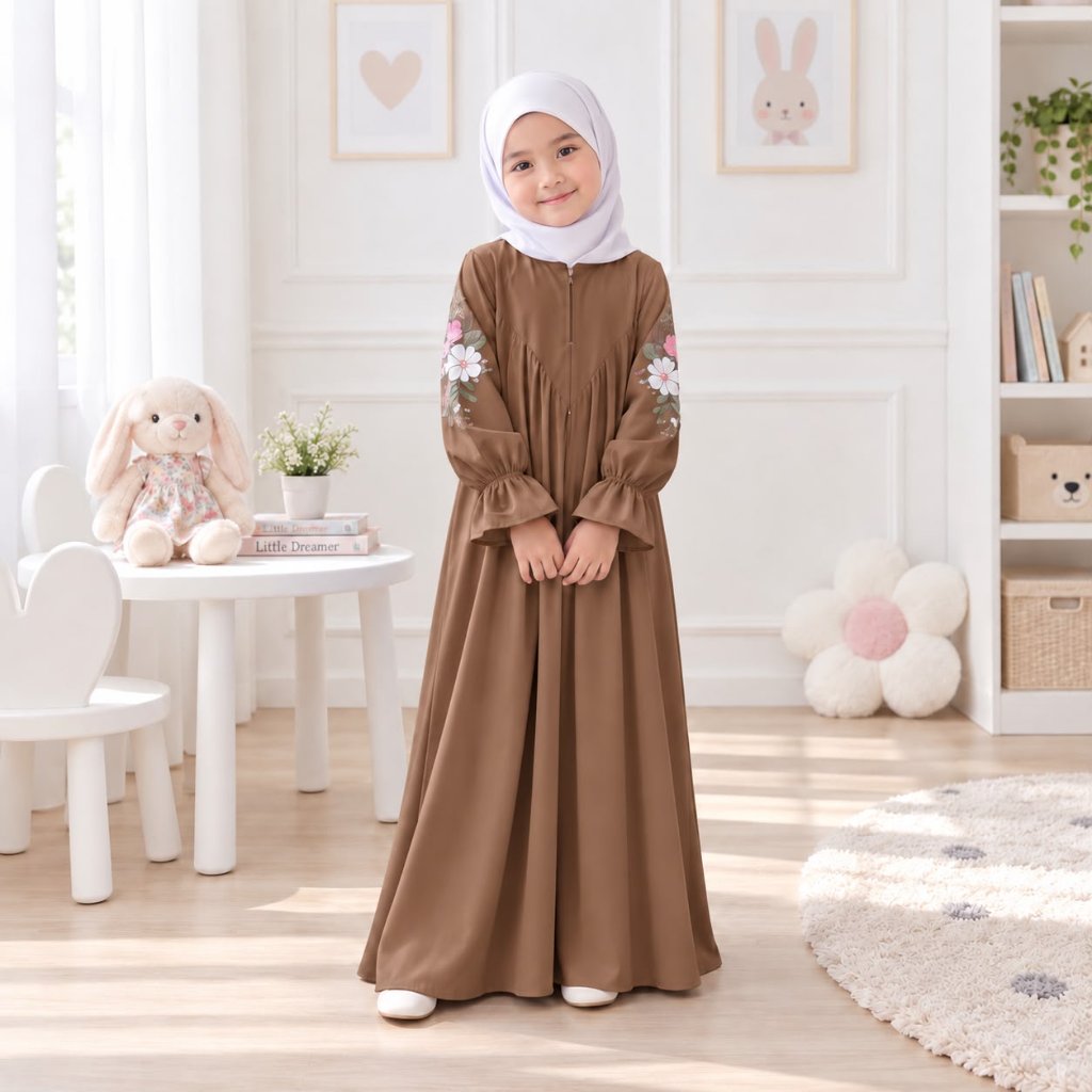NOREN GAMIS RAYON KIDS (USIA 1 - 10 TAHUN) // GAMIS RAYON BORDIR ANAK PUFFY //GAMIS ANAK PEREMPUAN /