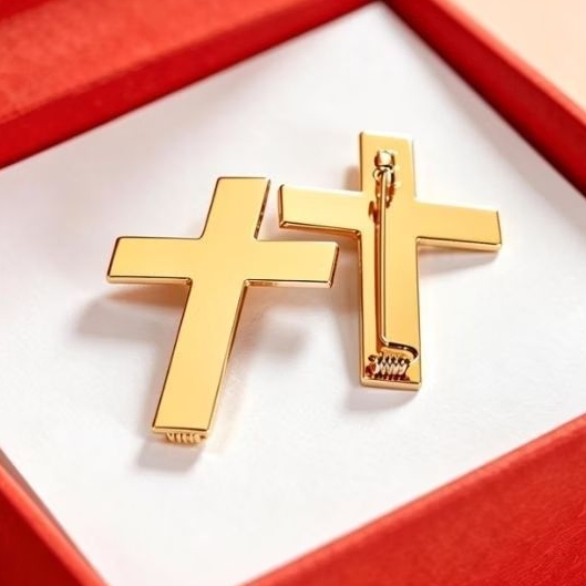 Bros pin Salib / Custom Logo Gereja Gold Lapis Emas Premium Anti Karat