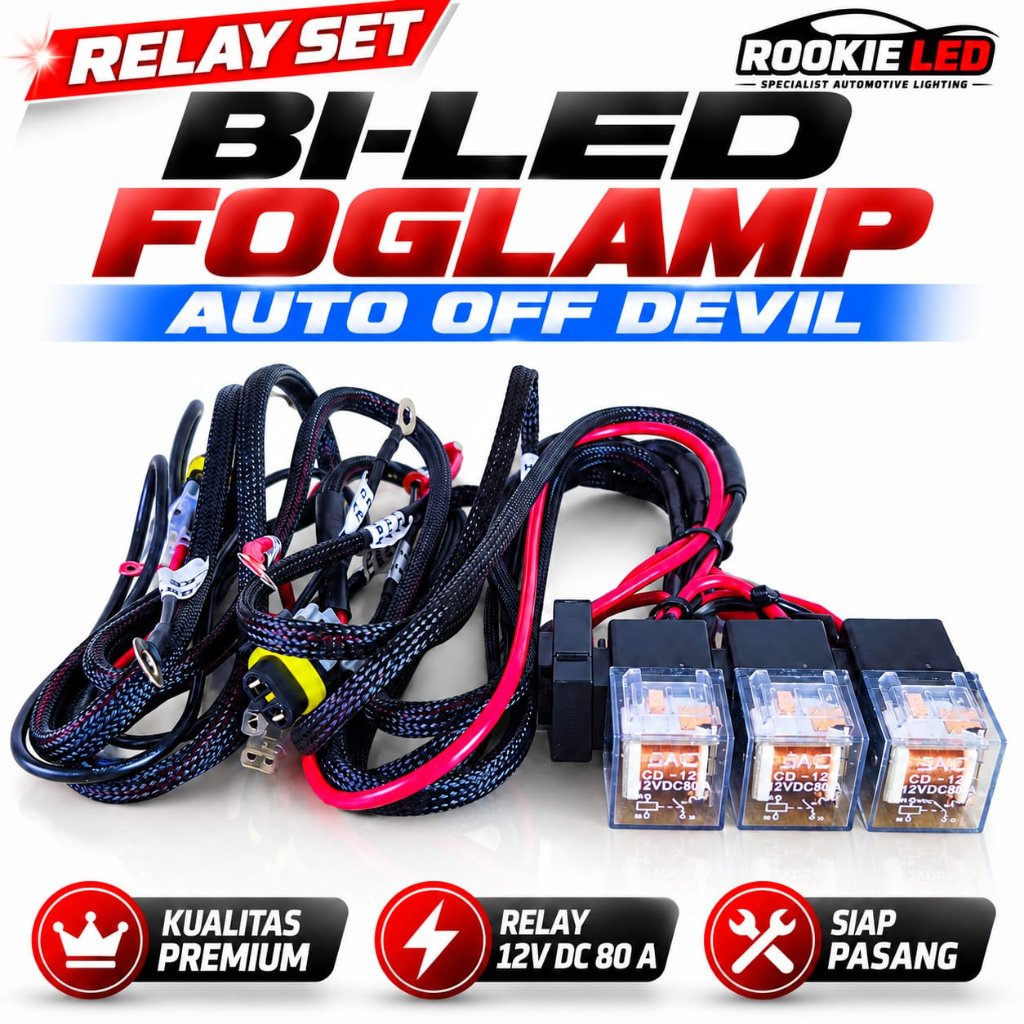 ORIGINAL PREMIUM KABEL RELAY SET BILED FOGLAMP UNIVERSAL MOBIL AUTO OFF DEVIL EYE RELAY FOGLAMP