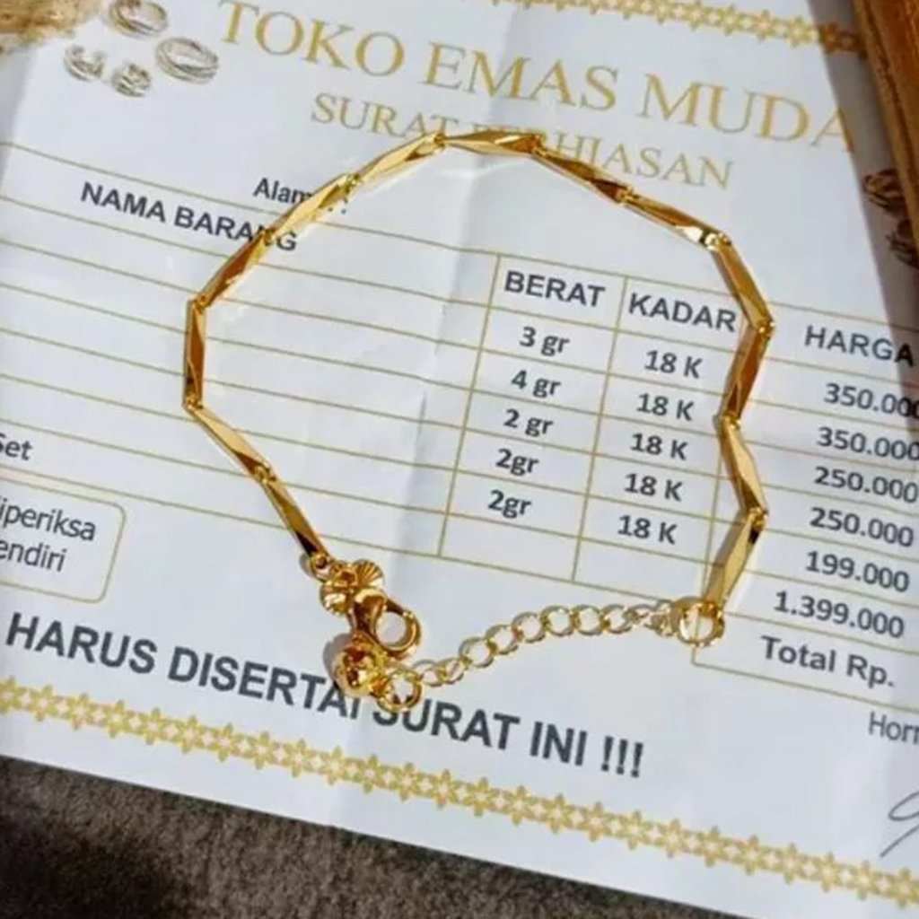 Gelang Wanita Model Batang Padi Geometris Lapis Emas Bahan Koin Rantai Simple Elegan Korea Kekinian