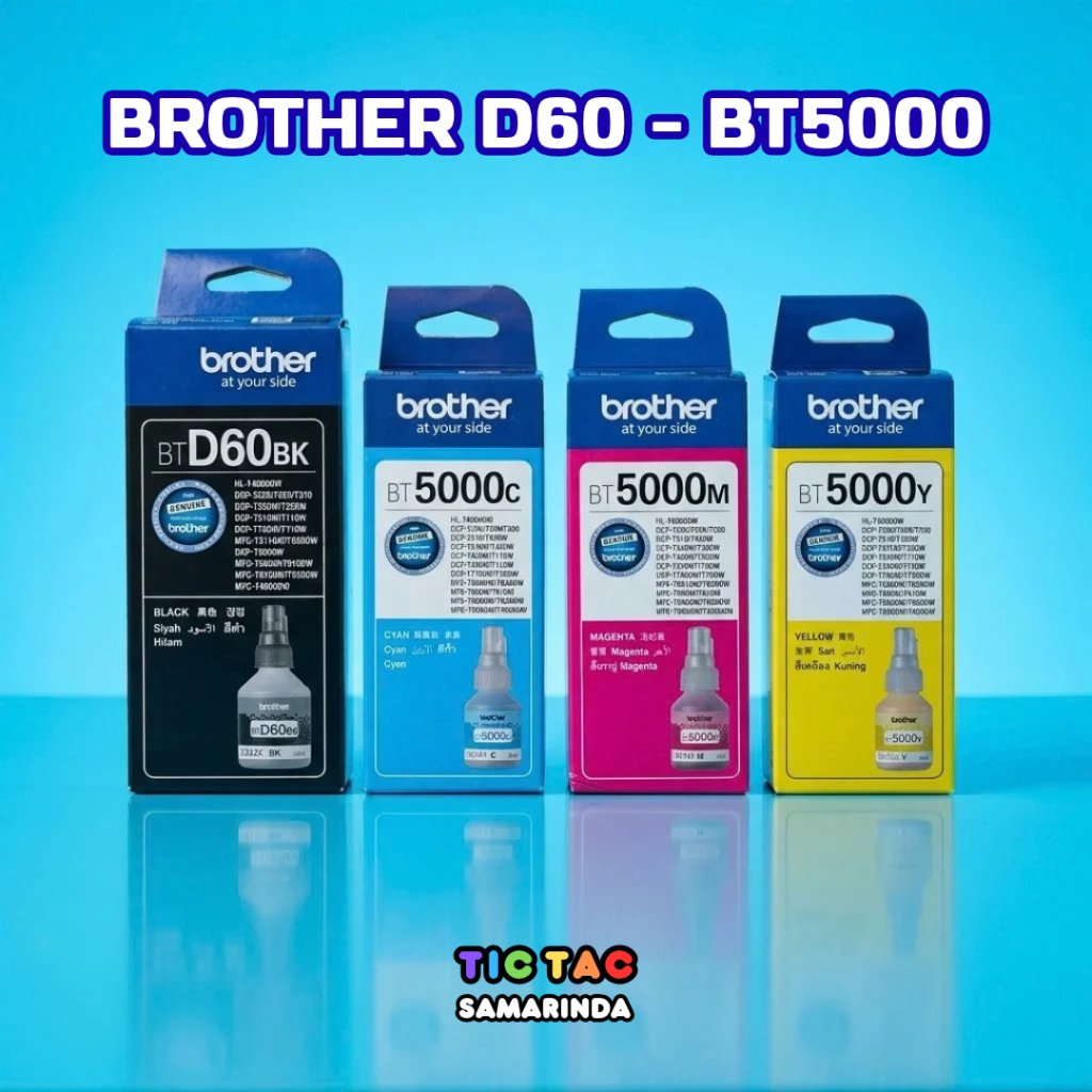 Tinta Brother Premium BTD60BK BT5000 BT5000C BT5000M BT5000Y Black Cyan Magenta Yellow Ink Refill Pr