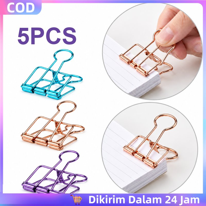 Binder Clip Logam Klip Kertas Kantor Penjepit Kertas Sekolah Paper Clip Warna-warni Aesthetic Kecil 