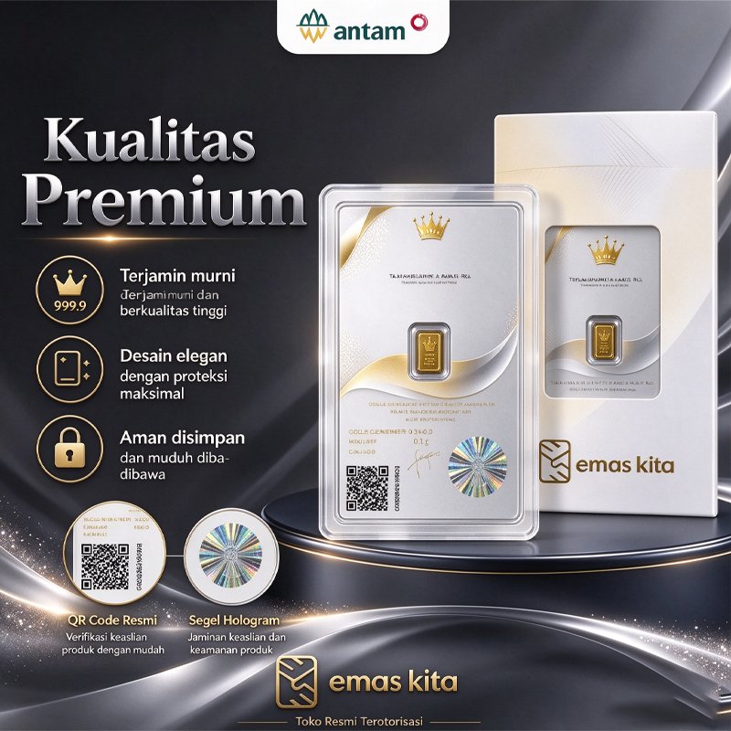 Emas ANTAM 0.1 0.25 Gram 24K Original Kemurnian 99.9% Bersertifikat Resmi Cocok untuk Koleksi dan In