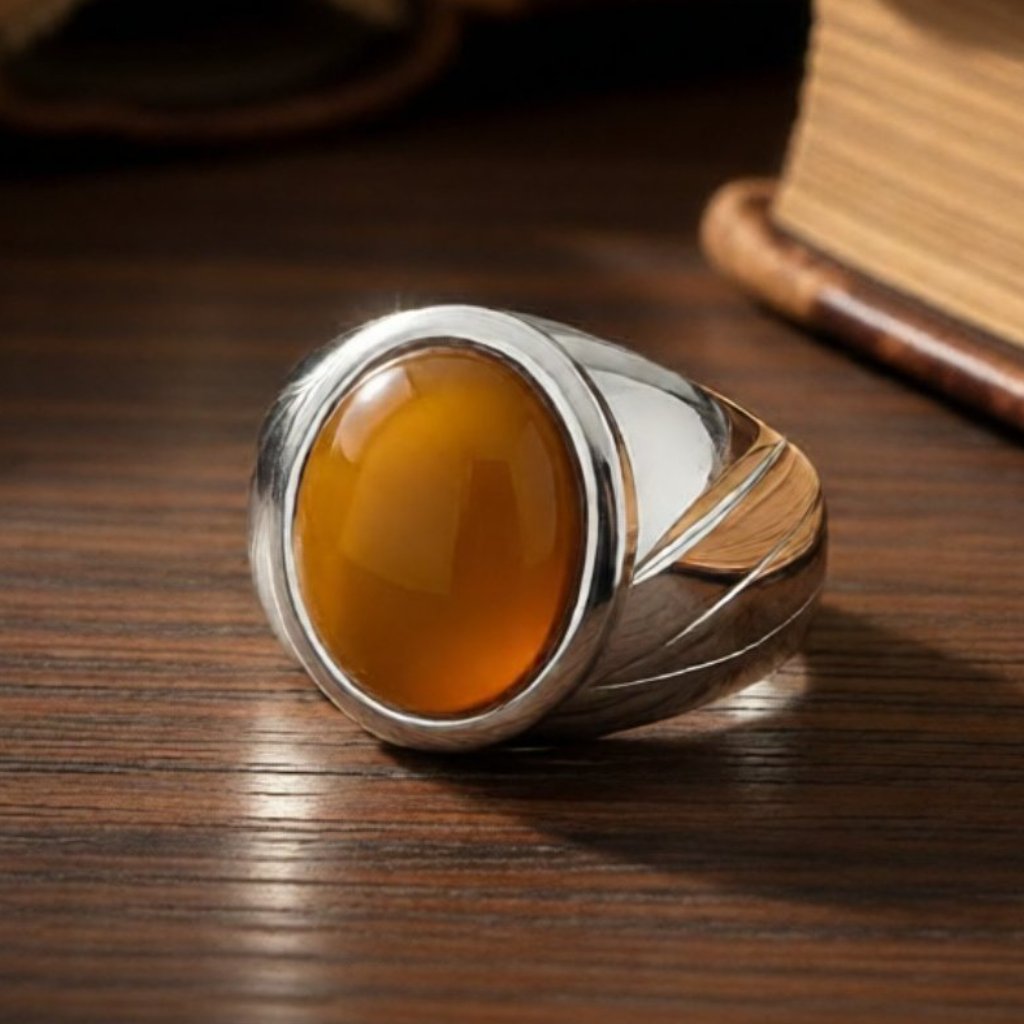 Cincin Titanium Tanam Batu Akik Natural Solar Aceh Small Size HQ