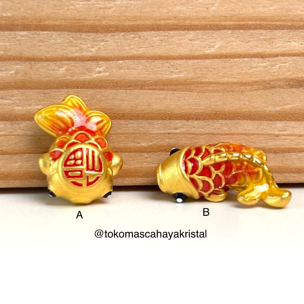 Charm Emas Ikan Koi Warna Cat Merah / Putih / Oren / Polos 24k - Gold Bracelet