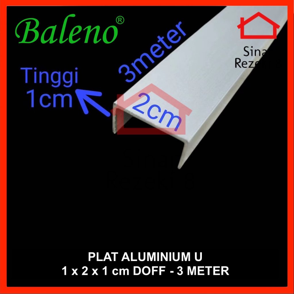 Plat Aluminium List U Dop Doff 10 x 20 x 10 mm Baleno  / Lis Edging Interior 10 x 20 x 10 mm