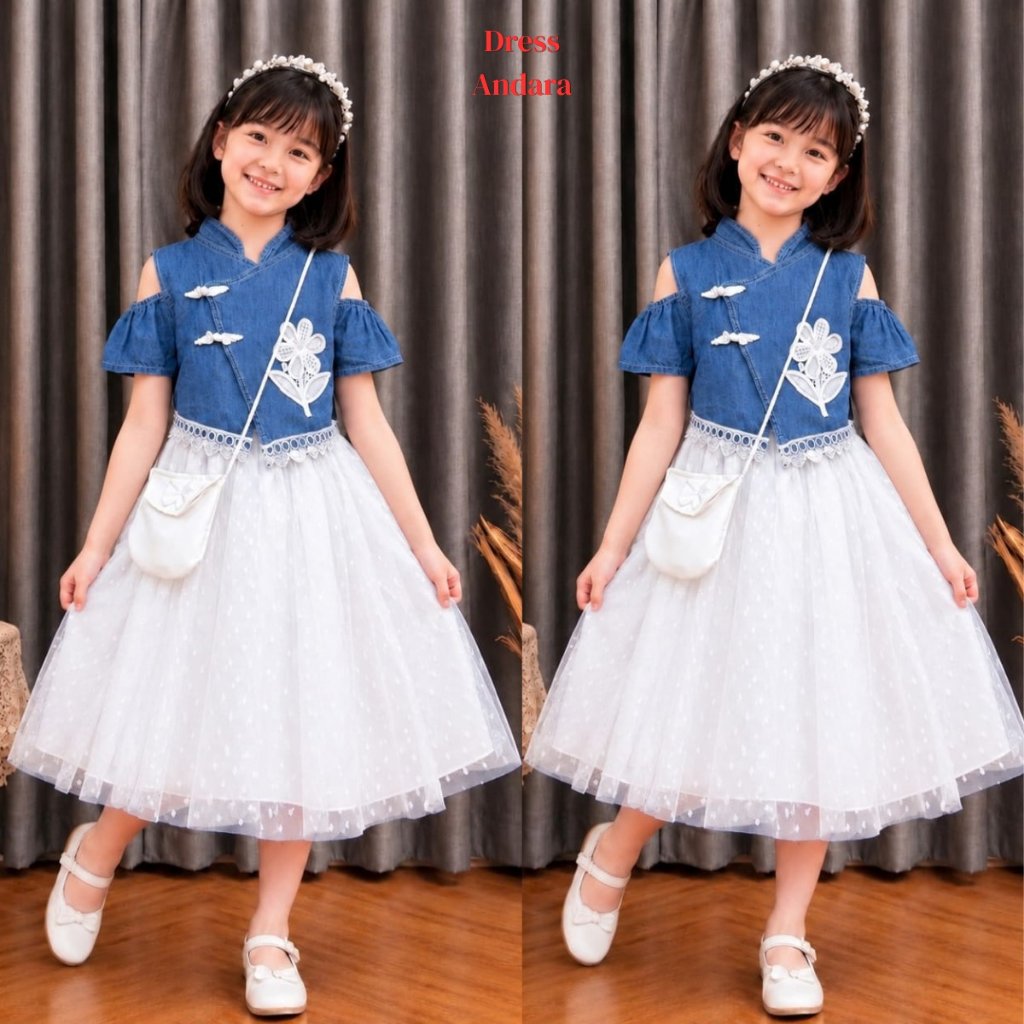 [TERLARIS] Dress Denim Anak Cewek Import Model Korea 3 Sampai 11 Tahun / Korean Dress Jeans Anak