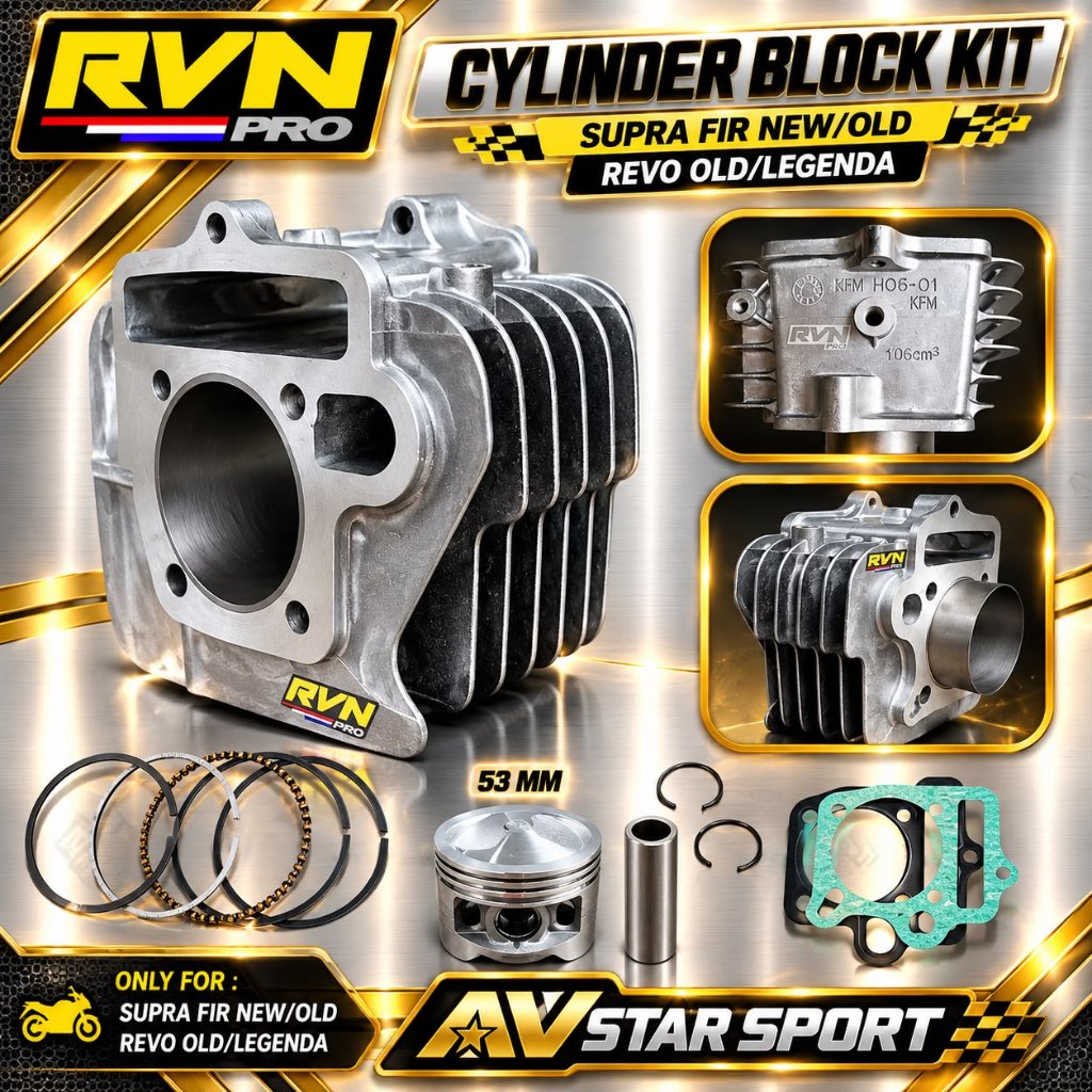 BLOK SEHER BORING PAKET BOREUP BORE UP SUPRA FIT NEW REVO LAMA LEGENDA SUPRA FIT LAMA KFM 53MM 53 RV