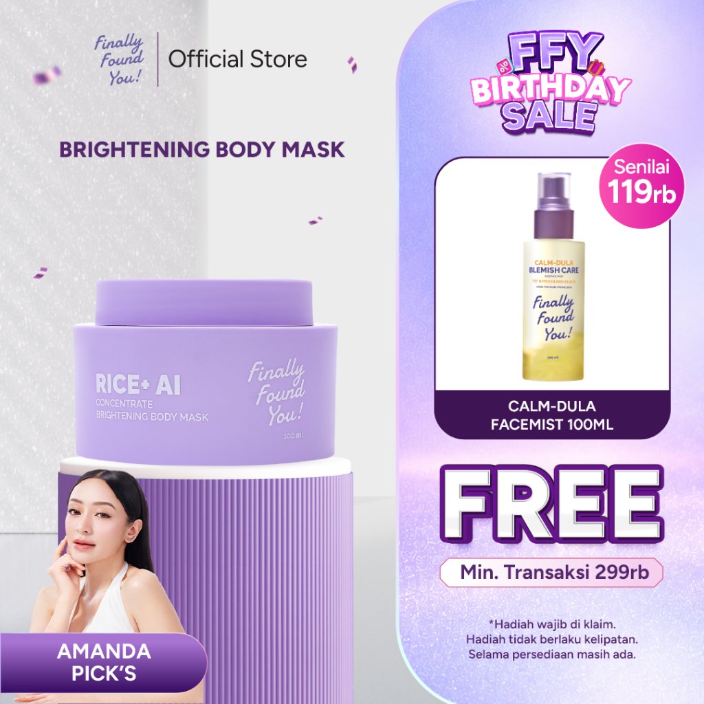 Finally Found You! RICE+ AI High-Concentrated Brightening Body Mask | Masker Badan Pencerah untuk Kulit Kusam 100gr