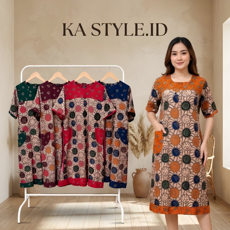 DASTER SAKU by BATIK PULAU JAWA - Rayon Halus, Lengan Pendek, Adem, dan Busui Friendly - KA Style.id
