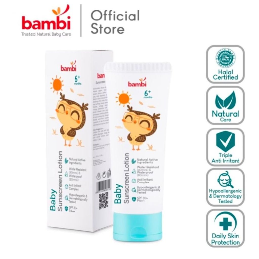 Sunscreen Bayi Bambi Sunblok Lotion SPF Kulit Bayi Aman & Tidak Lengket