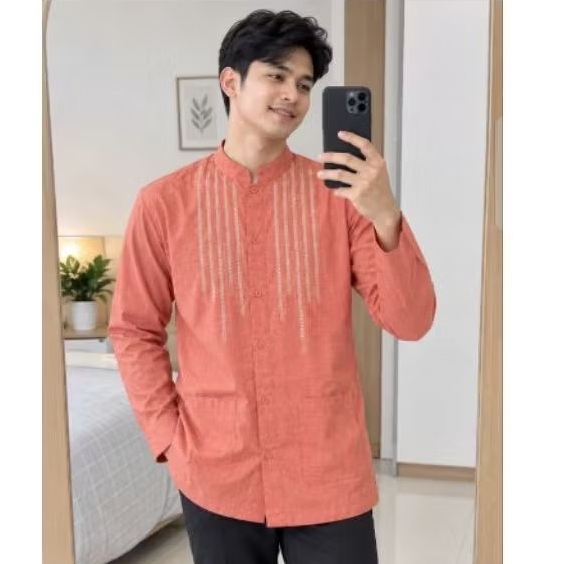 Koko Dannis Dewasa Salem – Baju Muslim Pria Lengan Panjang Bordir Elegan